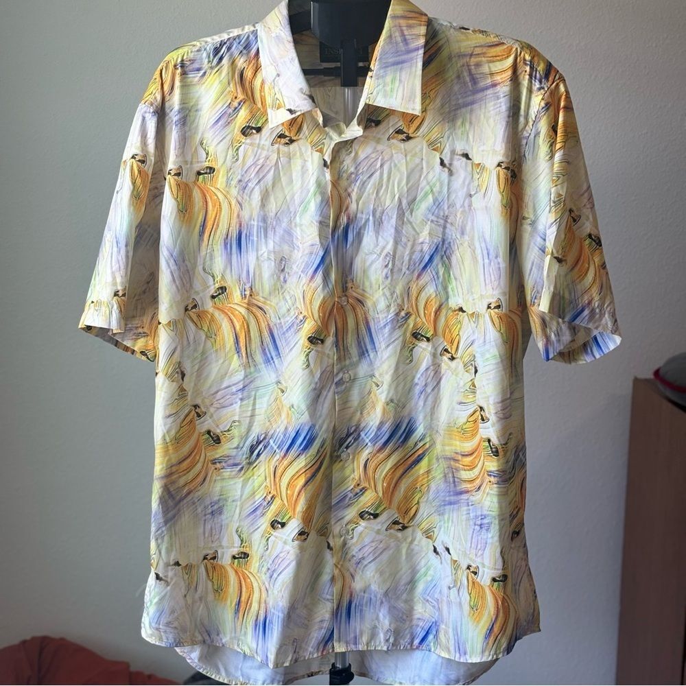 Mens Inserch Men’s 2XL Short Sleeve Button-Down Shirt Abstract Print